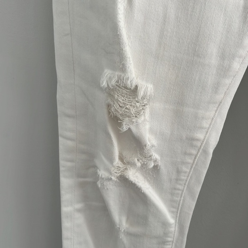 FRAME DENIM Le Garcon rip blanc Mid-Rise Distressed White Boyfriend Jeans - Picture 6 of 12